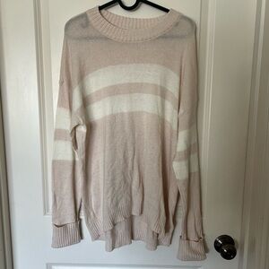 Light Pink American Eagle Striped Lightweight Knit Sweater
